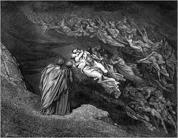 Illustation of Francesca da Rimini and Paolo Malatesta by Gustave Dore