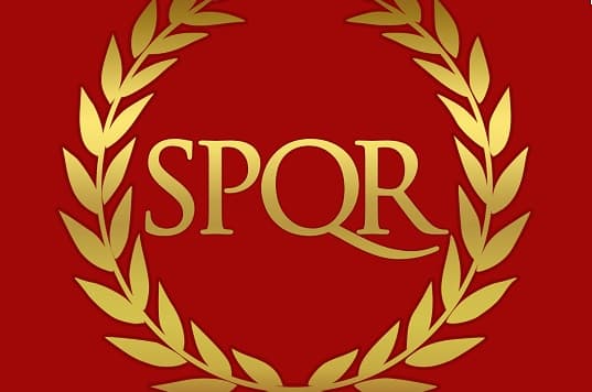 Roman Empire symbol: SPQR exillum of the emperor.