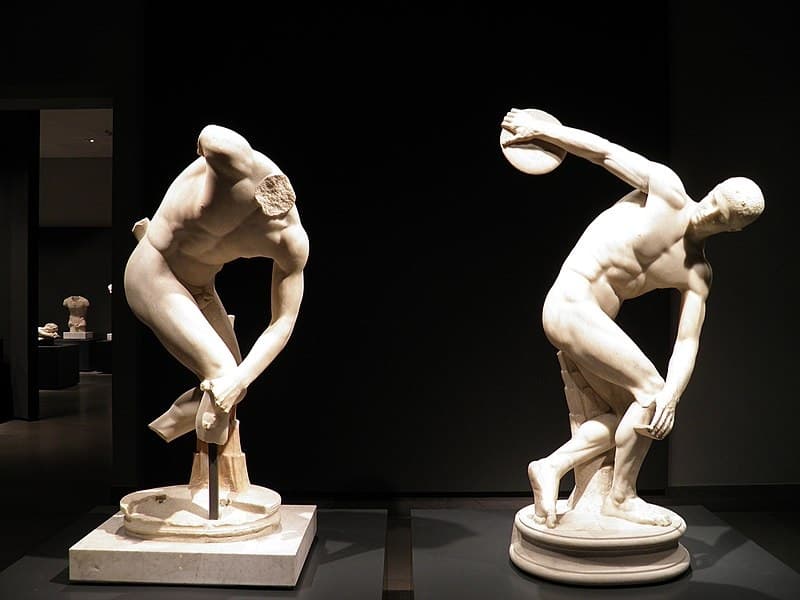 The Discobolus and Fragmented Statue, Roman Copies of a 5th Century BC Greek Original by Myron.
