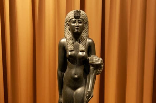Sculpture of Cleopatra, Ancient Egypt, 1st century BC, made of basalt and displayed at the Hermitage Museum in Saint Petersburg.
