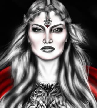 An artistic representation of Frigg, the Norse goddess of love, marriage, and destiny.