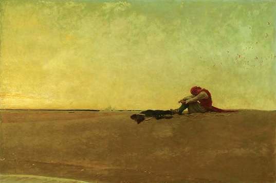 Howard Pyle painting of a marooned pirate