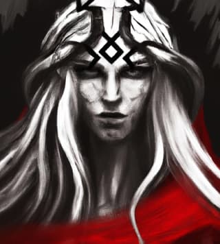A digital artwork depicting Jörð, the earth goddess of Norse mythology.