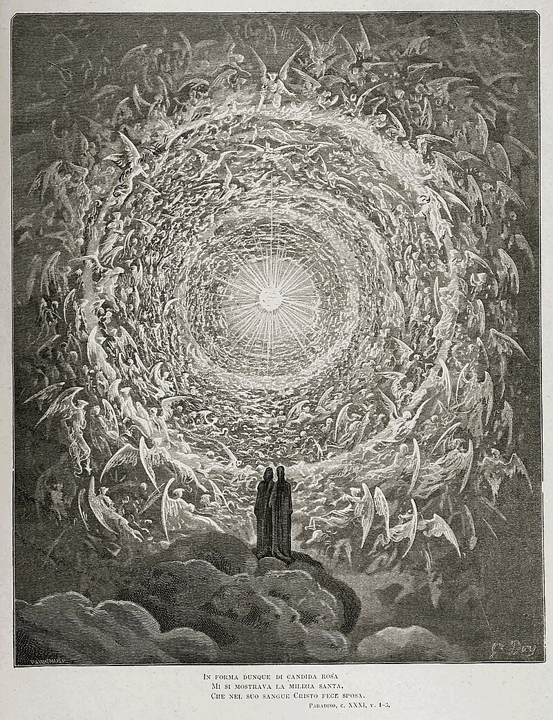 Dante and Beatrice gaze upon the highest Heaven, Gustave Doré