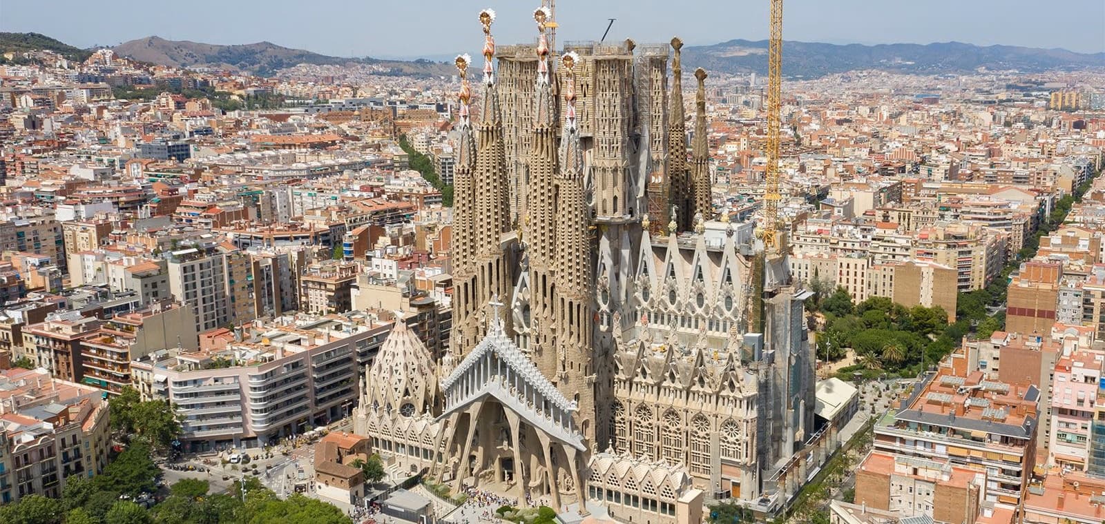 Interior view of the Sagrada Família's vaulted ceilings