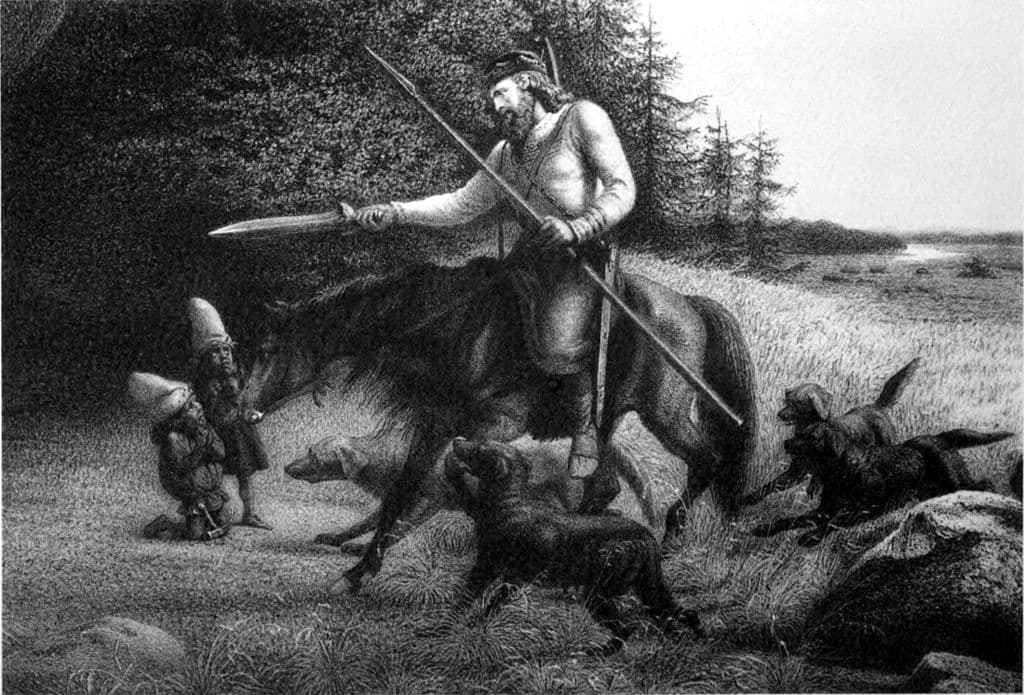 King Svafrlami securing the cursed sword Tyrfing